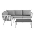 Modway Furniture Riverside Outdoor Patio Aluminum Set, White Gray - 5 Piece EEI-3793-WHI-GRY